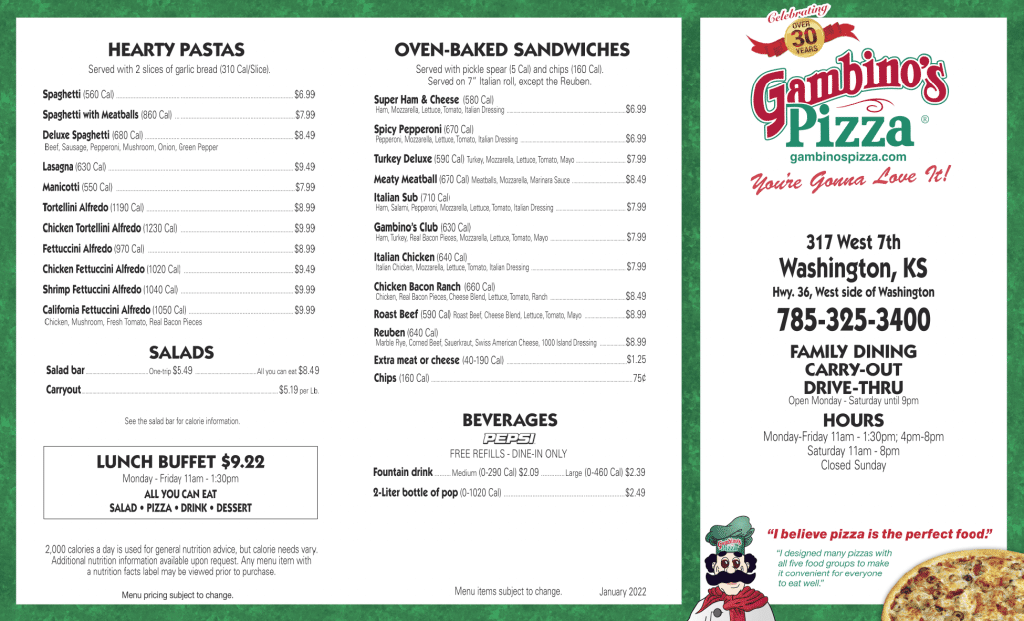 Washington, KS Gambino's Pizza